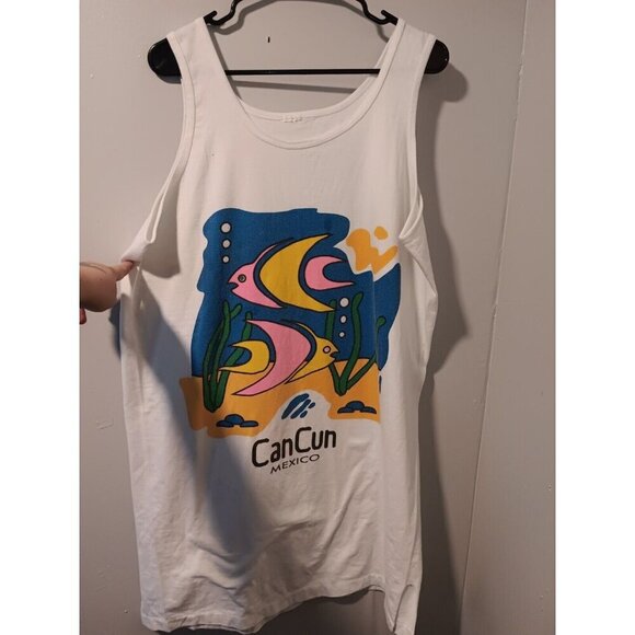Lot Of 2 Vintage 90s Single Stitch Night Shirts Cancun Fish Kittens One Size - Picture 1 of 8